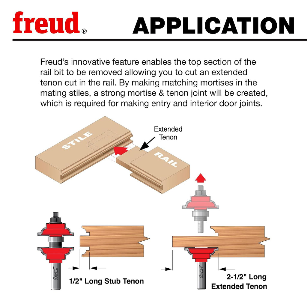 Freud 99-268: 1-7/8' (dia.) Entry & Interior Door Router Bit System with 1/2' shank, ogee profile