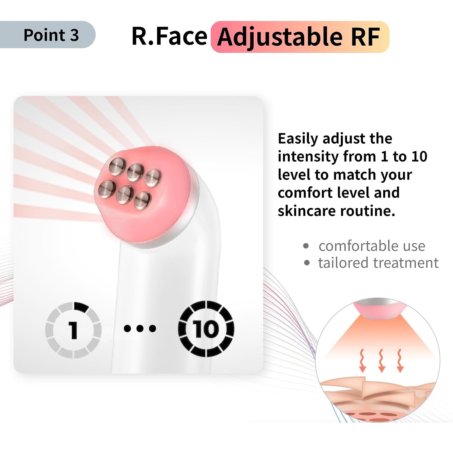 Face & Neck Beauty Device with Dual Light Modes, Vibration Massage & 10 Intensity Levels, Rechargeable Cordless Skincare Tool (RFace Series) | Made in Korea