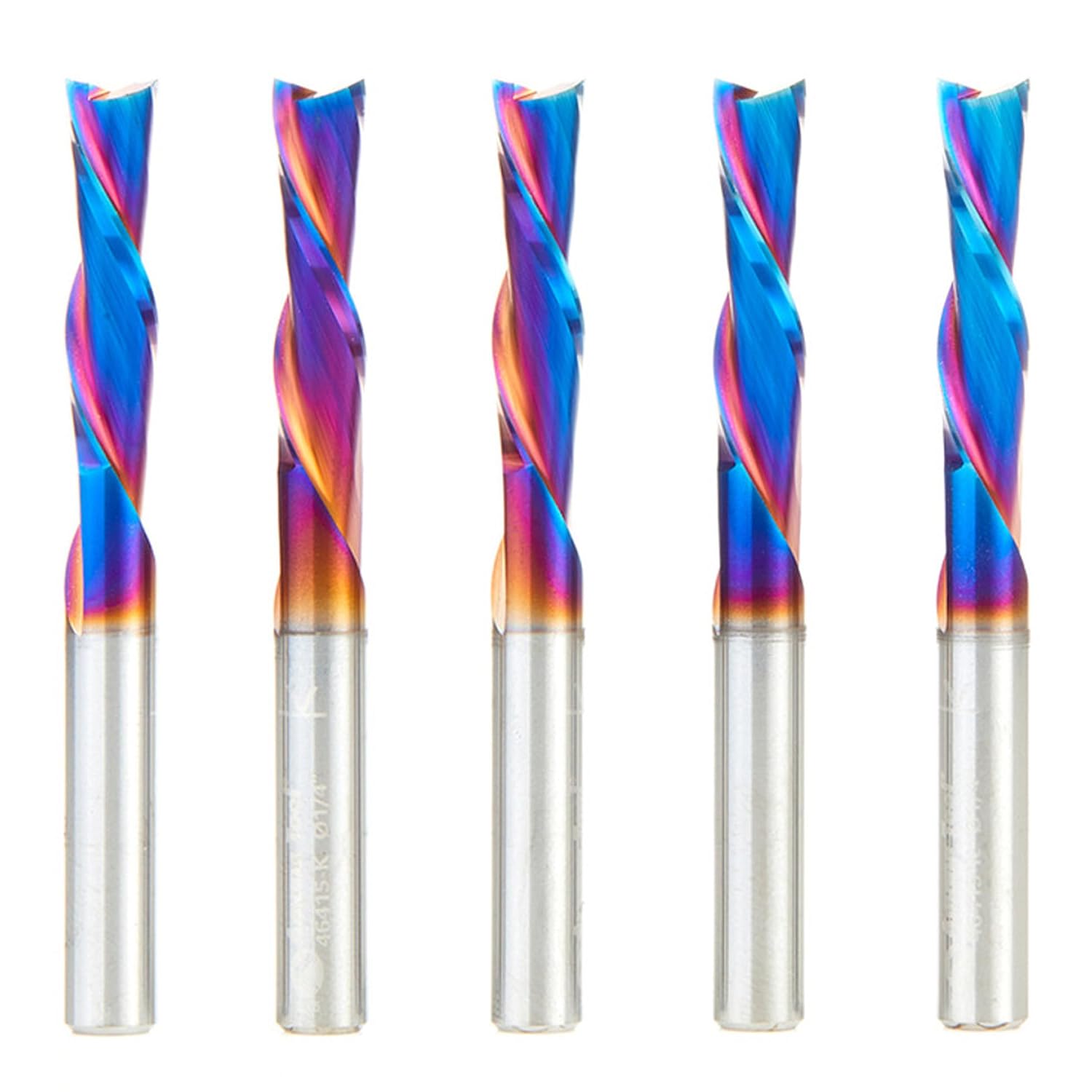 Amana Tool 46415-K-5, 5-Pack SC Spektra Extreme Tool Life Coated Spiral Plunge 1/4 Dia x 1 CH x 1/4 SHK 2-1/2 Inch Long Down-Cut Router Bits