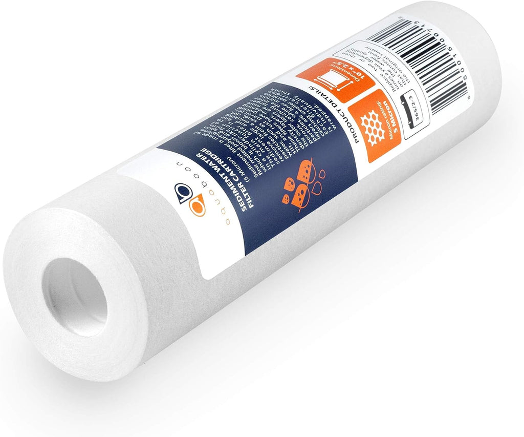 Aquaboon 5 Micron 10 x 2.5 Sediment Filter - Whole House Water Filter Replacement Compatible with Well Water Filters - P5, AP110, WHKF-GD05, 50 Pack