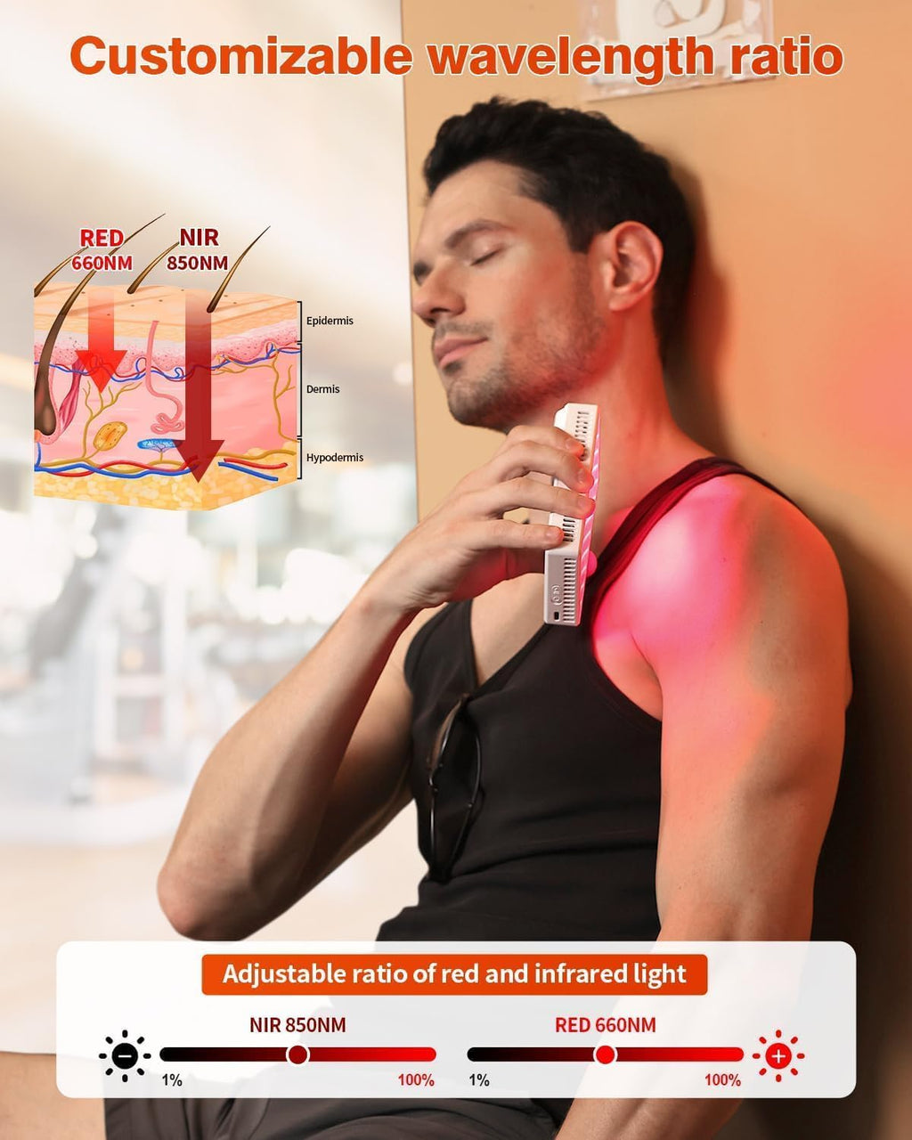 Red Light Therapy for Face and Body, Portable Red Light Therapy Panel, 660nm Red Light and 850nm Infrared Light for Pain Relief, Skin Care, Red Light for Sleep, Rechargeable and Great for Travel
