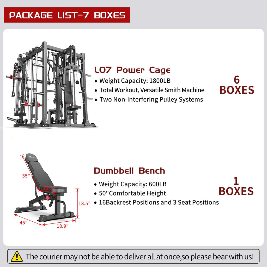 Multi-Purpose Squat Rack,Smith Machine Weight Rack Set with Cable Crossover System, Home Gym Power Racks, Power Racks and Packages