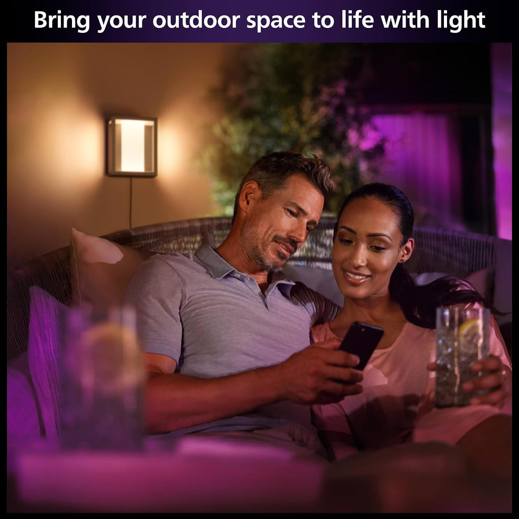 Philips Hue Impress Outdoor Wall Light Wide (Low-volt), (240 x 190mm) White & Color Light, Voice Control, Bridge required