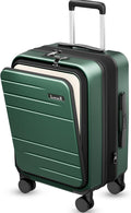 LUGGEX Carry On Luggage 22x14x9 Airline Approved, Expandable Polycarbonate Suitcase with Front Pocket (FX-Core, Green, 20 Inch)