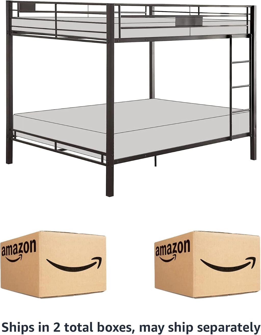 Acme Kaleb Metal Frame Queen Over Queen Bunk Bed with Ladder in Sandy Black