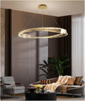 Living Room Led Dimmable Pendant Lights Luxury Gold Irregular Ring K9 Crystal Lamp Luminarias Fixtures ﻿, Kitchen
