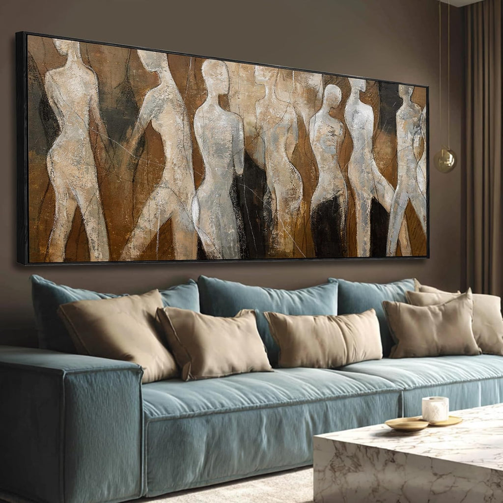CHUDANHAO Abstract Wood Wall Art Figure Decorative Pictures Line Large Artwork 40'x86' Painting for Living Room Posters for Bedroom