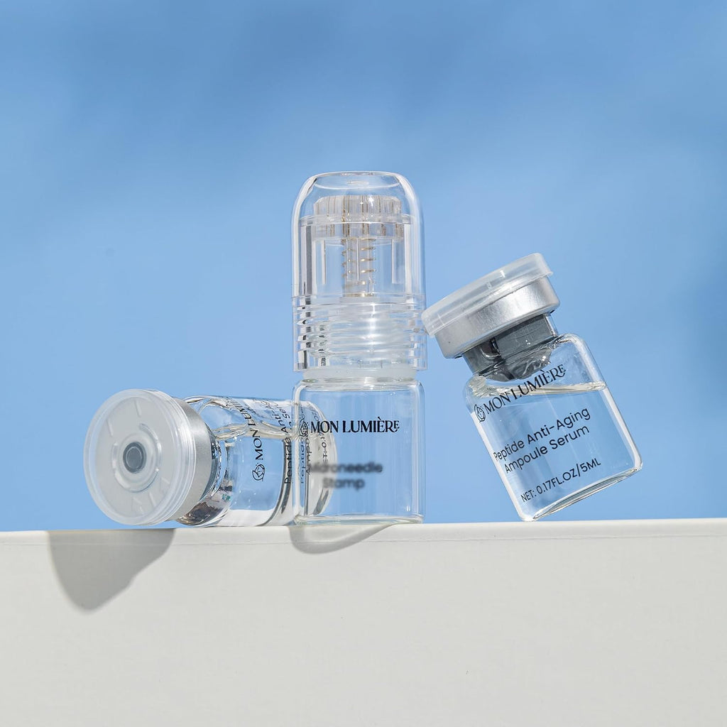 Mon Lumiere Micro Infusion System for Face – Gold Spring-Loaded Facial Stamp with PDRN & Peptides – At-Home Skincare Kit for Glow, Smoother-Looking Skin & Visible Radiance – 12 Single-Dose Serums