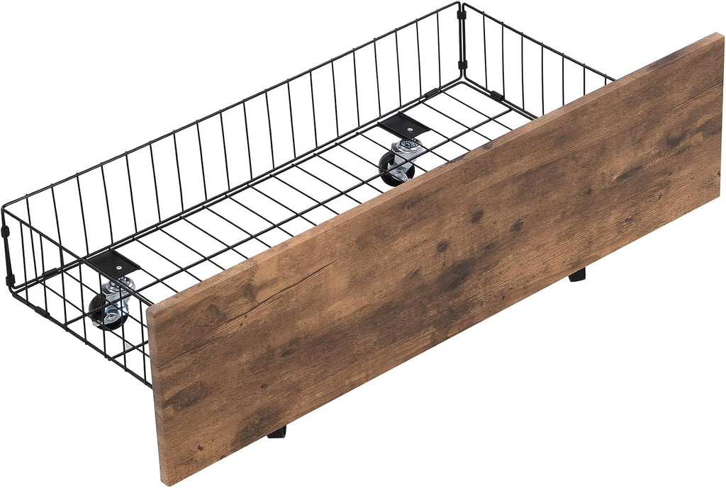 Twin Size Platform Bed with Two Storage Drawers and Rotatable TV Stand, Metal Bed Frame with MDF Headboard and Footboard, 14 Heavy-Duty Metal Sats, No Box Spring Needed (Black,Rotatable TV Stand)