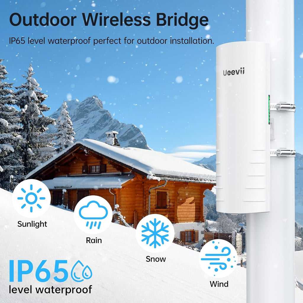 Wireless Bridge Outdoor with 2 Bracket: UeeVii CPE452 Point to Point 5.8G Long Range WiFi CPE - Work with Starlink- Extend Network to Shop Barn Garage, with 14DBi Antenna 24V PoE 2 LAN Port 2Pcs