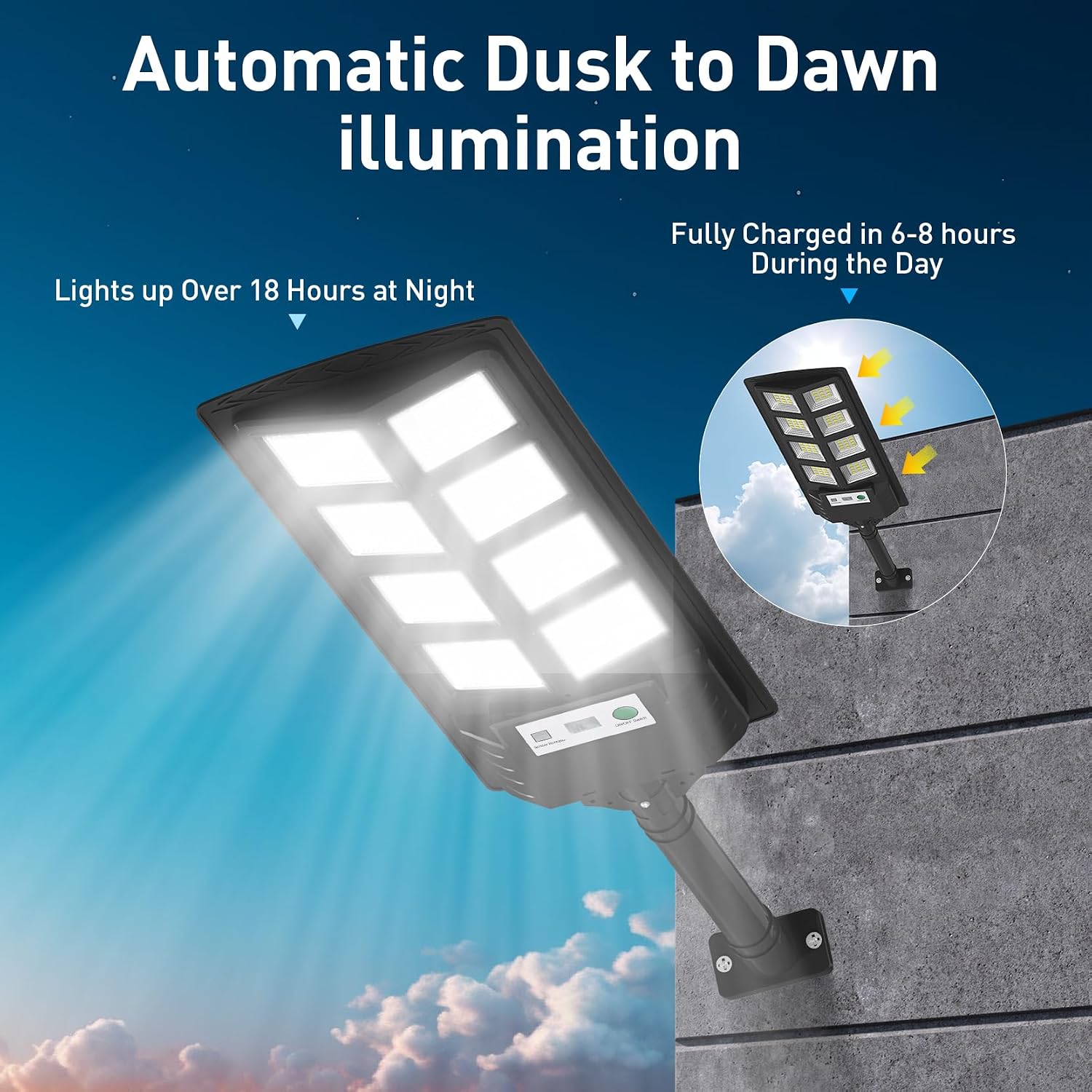 K4 200W Solar Lights Outdoor Waterproof,6500K Solar Street Lights Outdoor 12000LM LED Flood Light, Wide Angle with Motion Sensor and Remote Control for Yard,Fence,Parking lot,Garage(6 Pack)