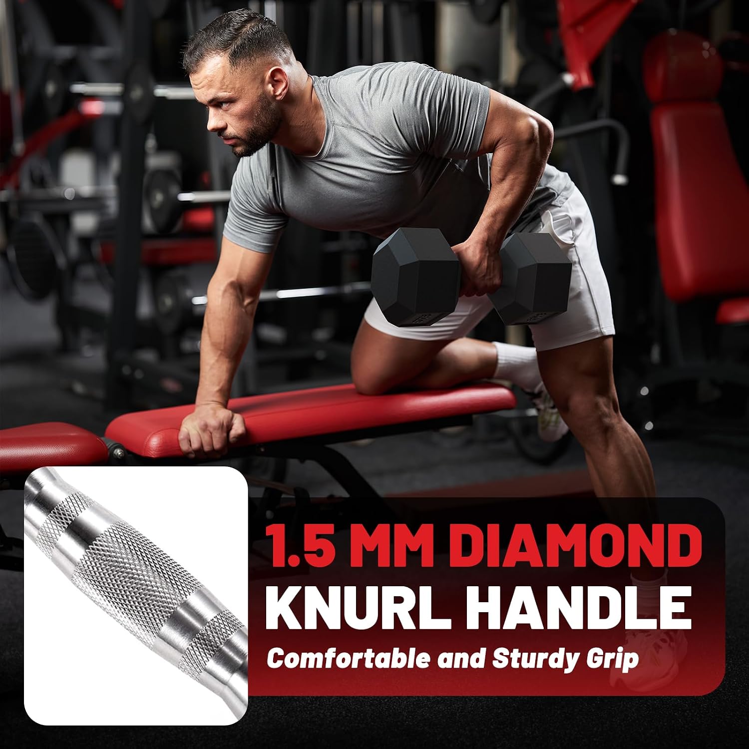 PAPABABE Dumbbell Set Rubber Encased Hex Dumbbell Free Weights Dumbbells Set Home Weight Set- 140 lb Set (Pair of 5, 8, 10, 12, 15, 20 lb with Rack)