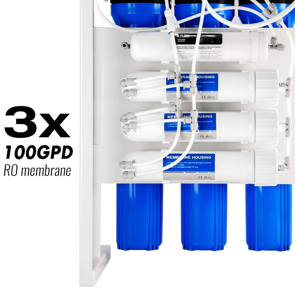iSpring RCB3P Tankless Reverse Osmosis Filtration System, 300 GPD Under Sink RO System, Reduces TDS, 1.5:1 Pure to Drain, Booster Pump & Pressure Gauge for Residential & Light Commercial Use