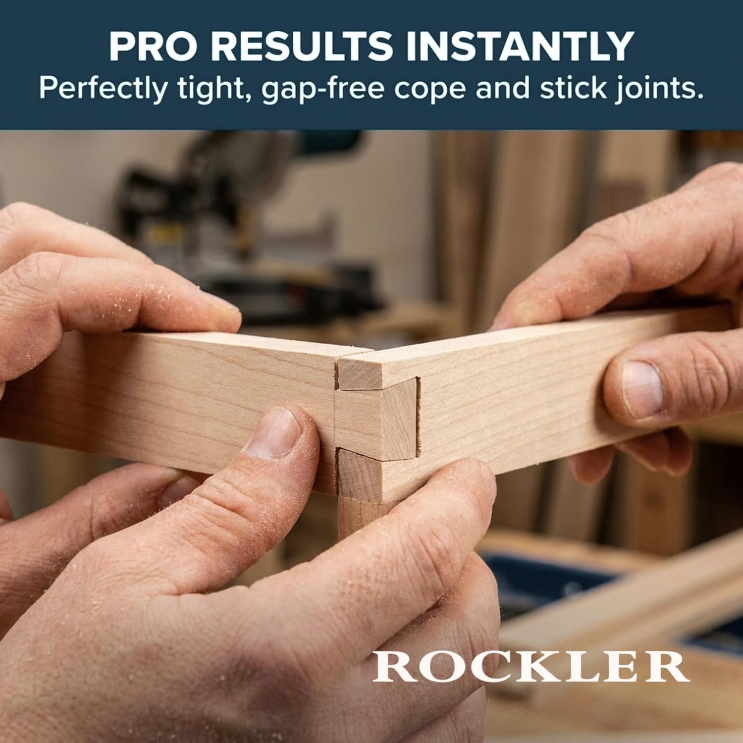 ROCKLER Shaker Rail & Stile Router Bits 1/2 Shank (Set of 2) Precision Balanced Cutter for Smooth Operation - Cabinet Door Router Bits for Stick Joints