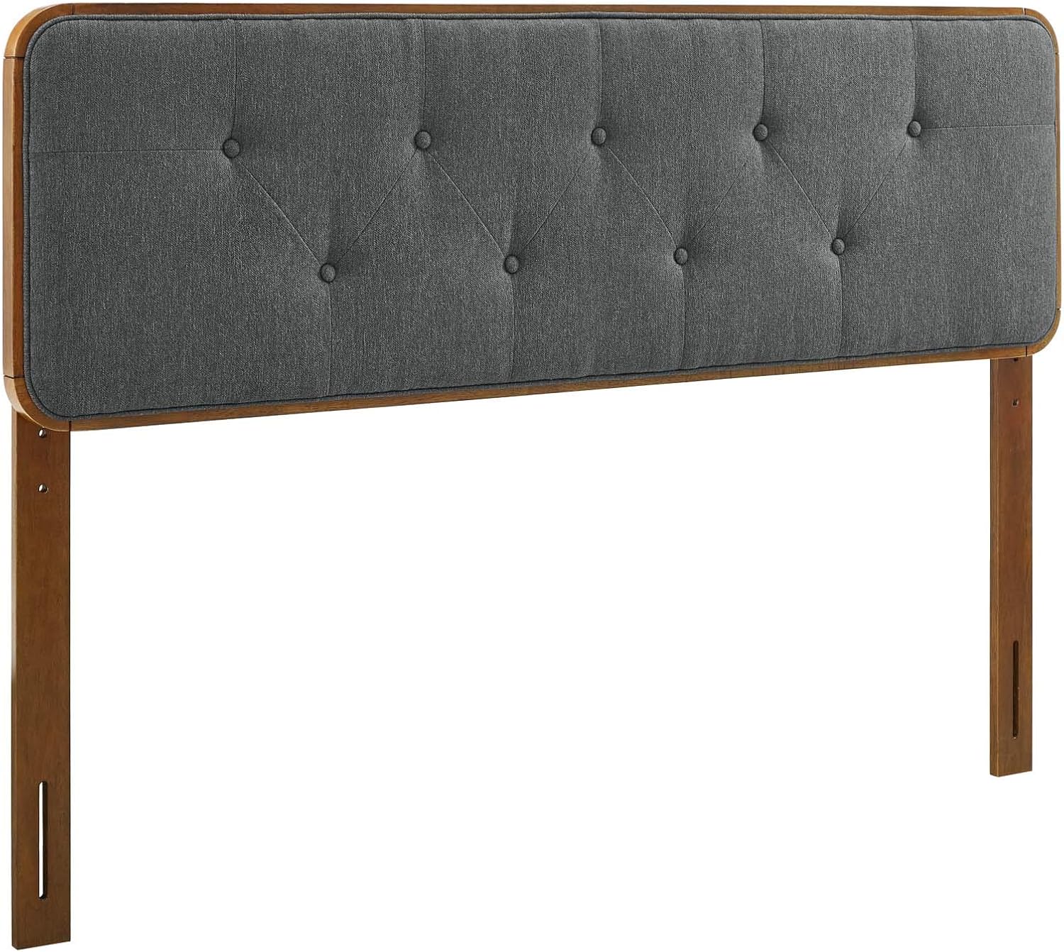 Modway MOD-6233-WAL-CHA Collins Tufted Full Fabric and Wood Headboard, Walnut Charcoal