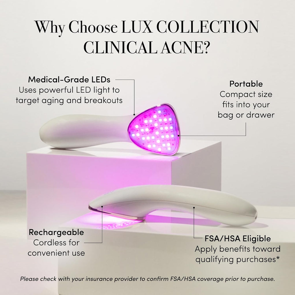 reVive Light Therapy Lux Collection Clinical Device for Aging and Acne, Red, Infrared & Blue Light Therapy Products for Wrinkles, Fine Lines, and Breakouts, Triangular Head, At-Home Acne Tools