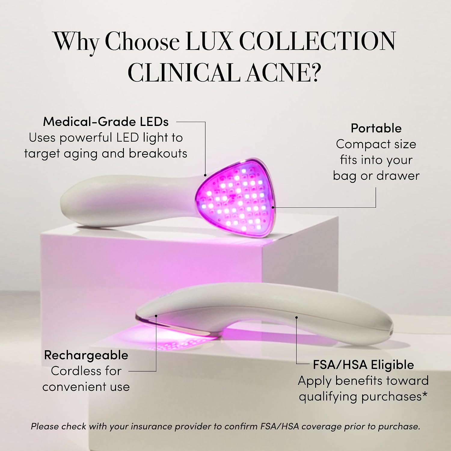 reVive Light Therapy Lux Collection Clinical Device for Aging and Acne, Red, Infrared & Blue Light Therapy Products for Wrinkles, Fine Lines, and Breakouts, Triangular Head, At-Home Acne Tools