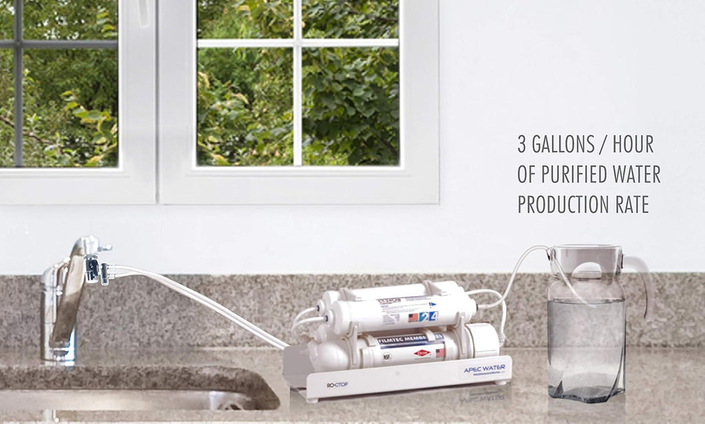 APEC Water Systems RO-CTOP Portable Countertop Reverse Osmosis Water Filter System, Installation-Free, fits Most Standard Faucet