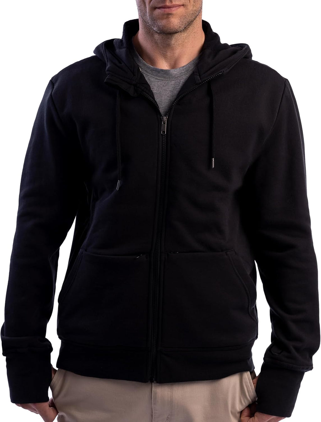 SCOTTeVEST Cotton Hoodie for Men - 21 Hidden Pockets - Lightweight Zip Up Sweatshirt for Travel & More