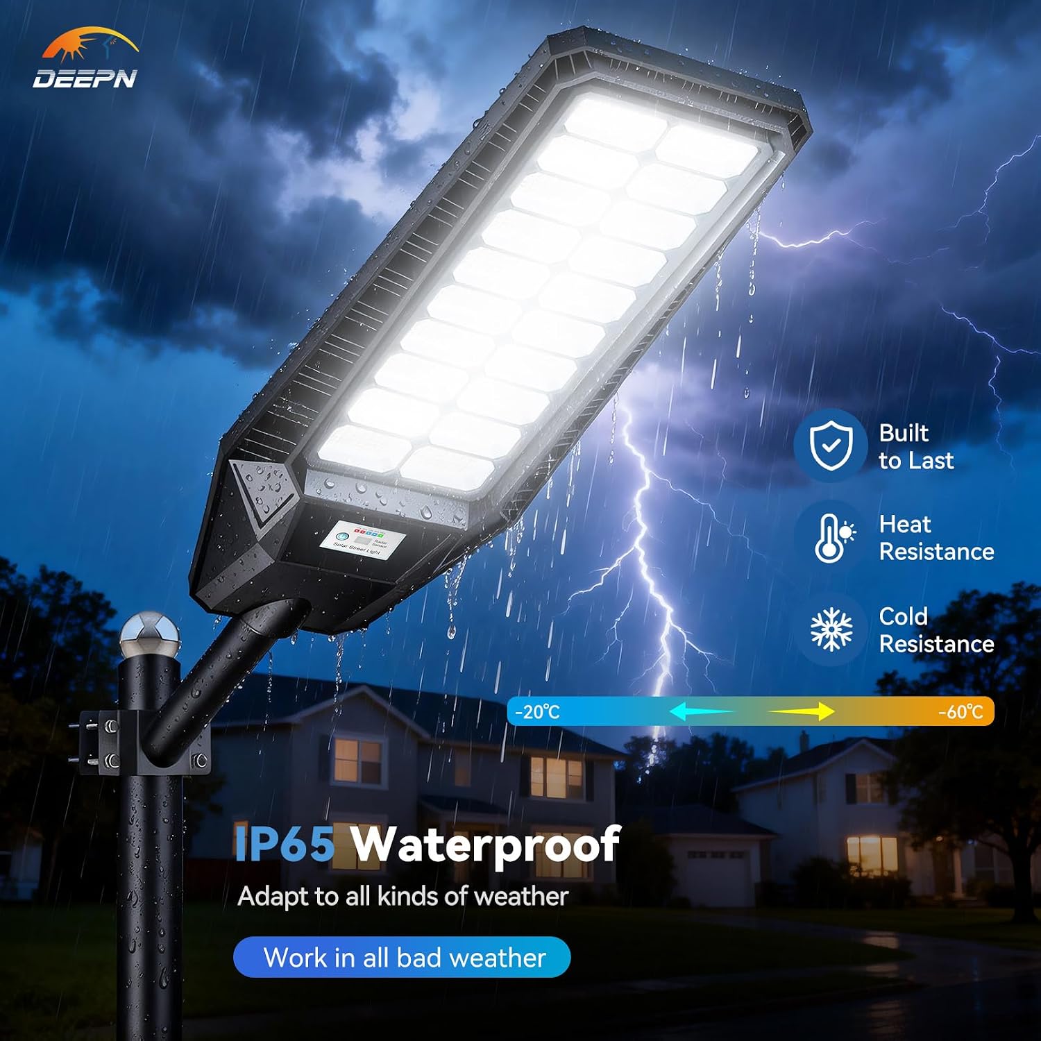 Deepn Solar Lights Outdoor, IP66 Waterproof Street Lights Outdoor,Dusk to Dawn Solar Flood Lights Motion Sensor with Remote Control for Yard, Entryway Garage, Porch 2 Pack