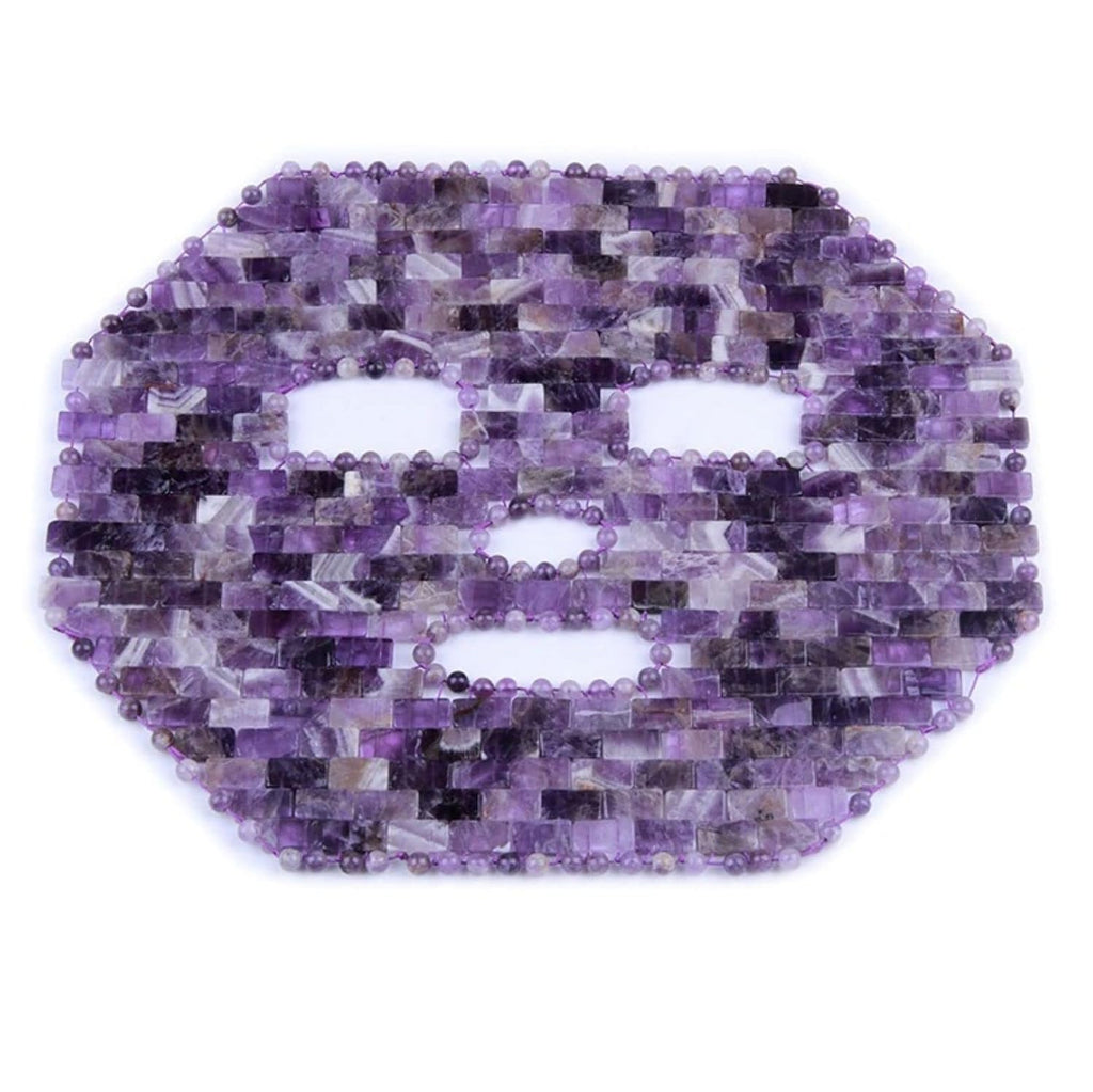 Rose Quartz Mask Cold Therapy Face Mask Reusable Jade Ice Sleeping Mask Beauty Skincare Massage Tool for Depuffing Anti-aging Dark Circles (Color : Amethyst)