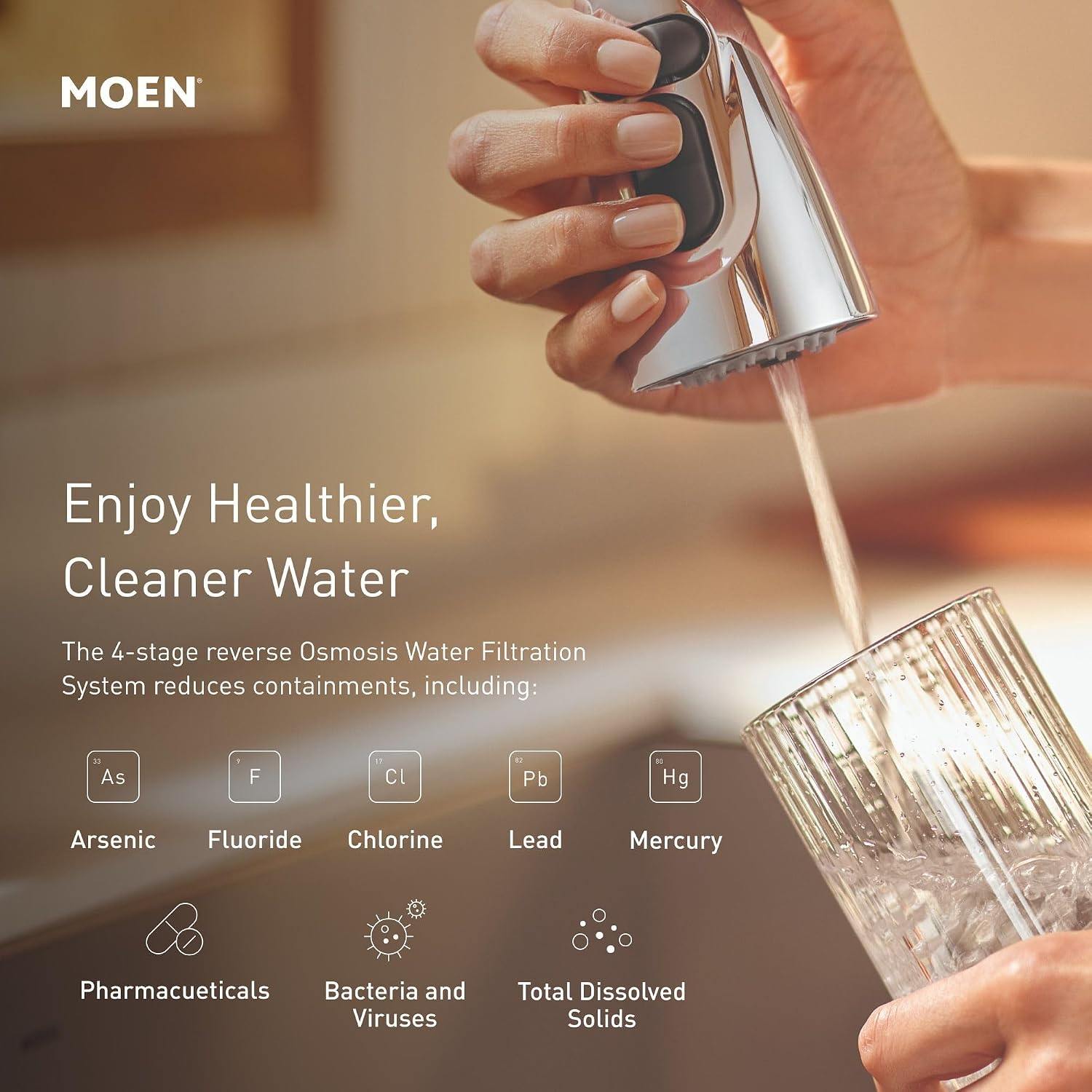 Moen 4-Stage Under Sink Reverse Osmosis Advanced Water Filtration System, F9900