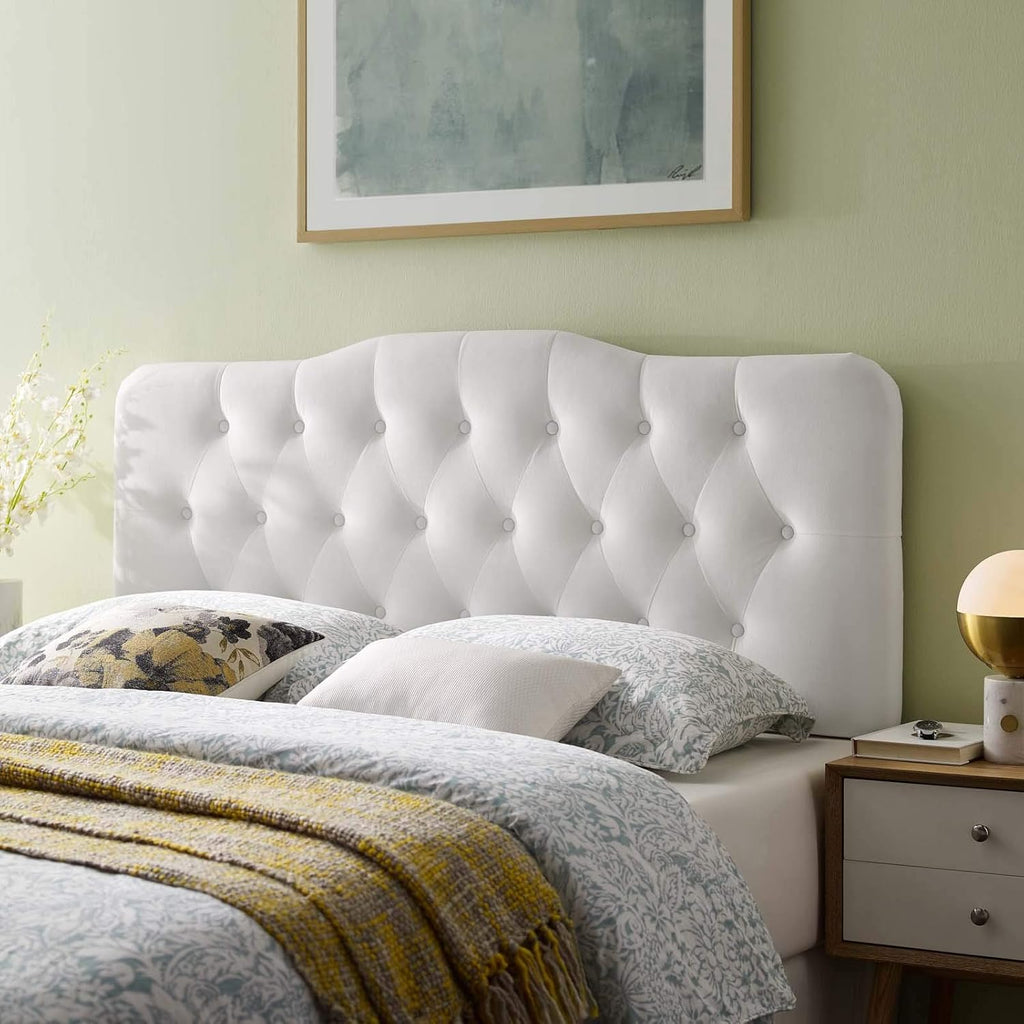 Modway Annabel Diamond Tufted Performance Velvet Full Headboard in White