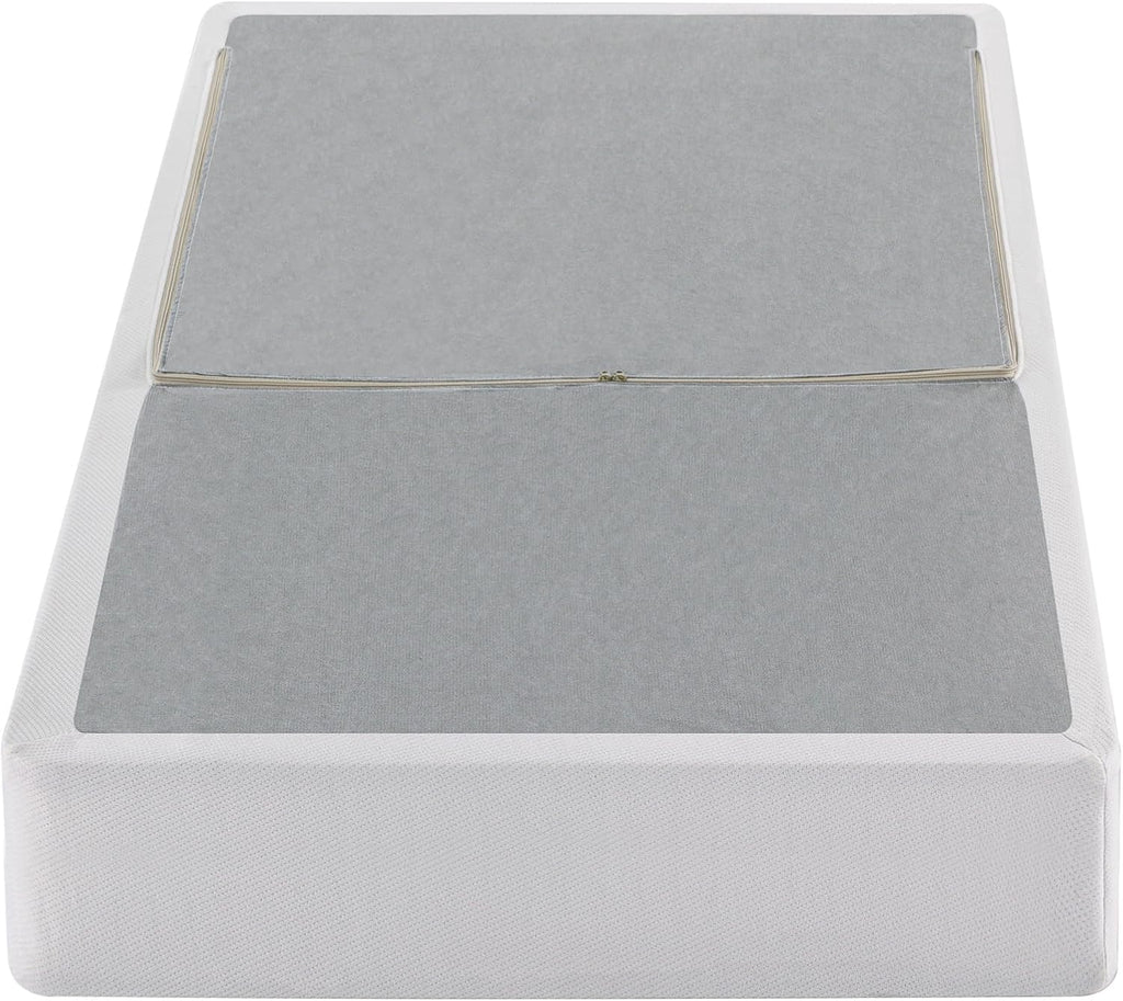 ZINUS No Assembly Metal Box Spring 9 Inch White Mattress Foundation, Sturdy Metal Structure, Twin
