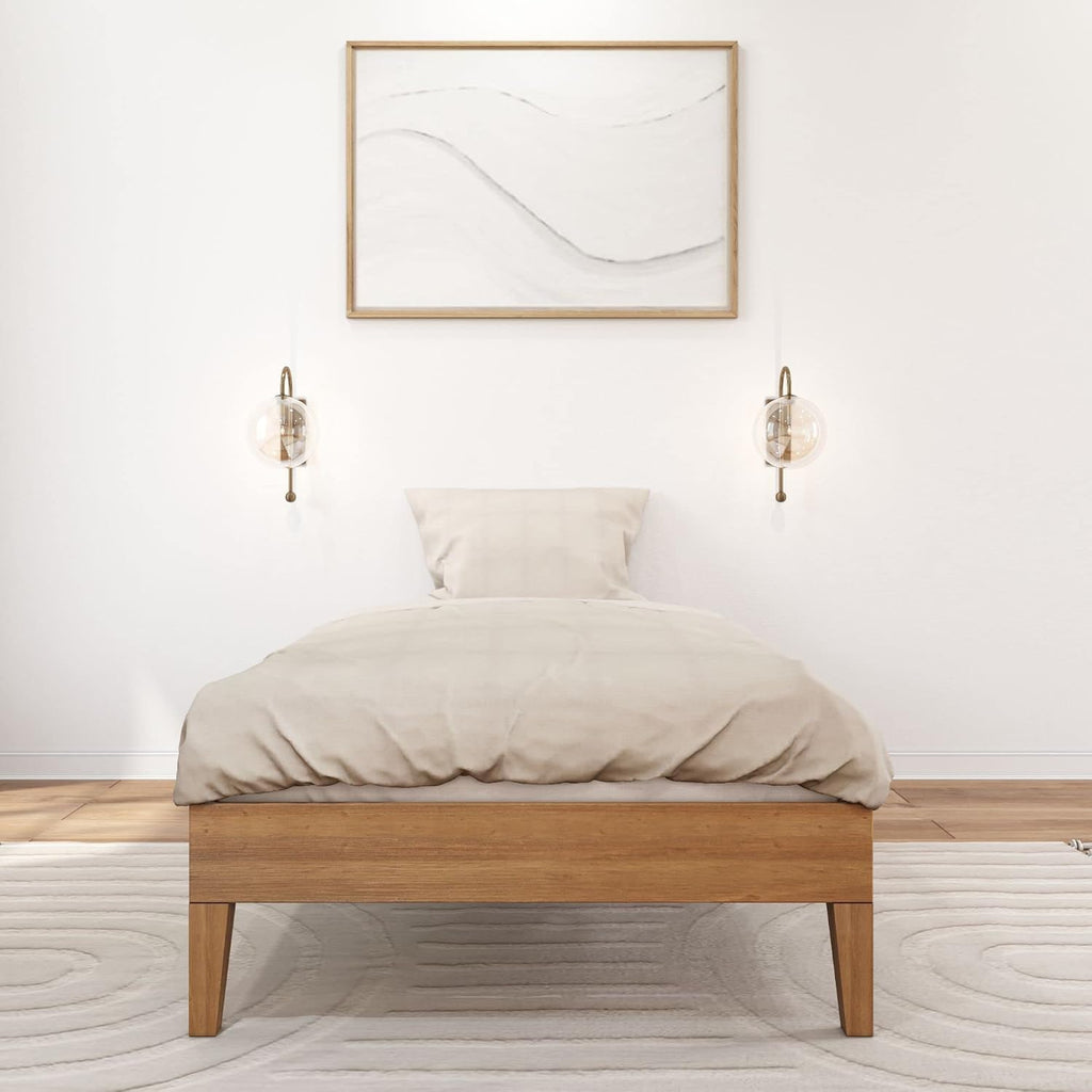 Plank+Beam Solid Wood Platform Bed Frame, Strong Wood Slat Support, No Box Spring Needed, Easy Assembly, Pecan, Twin