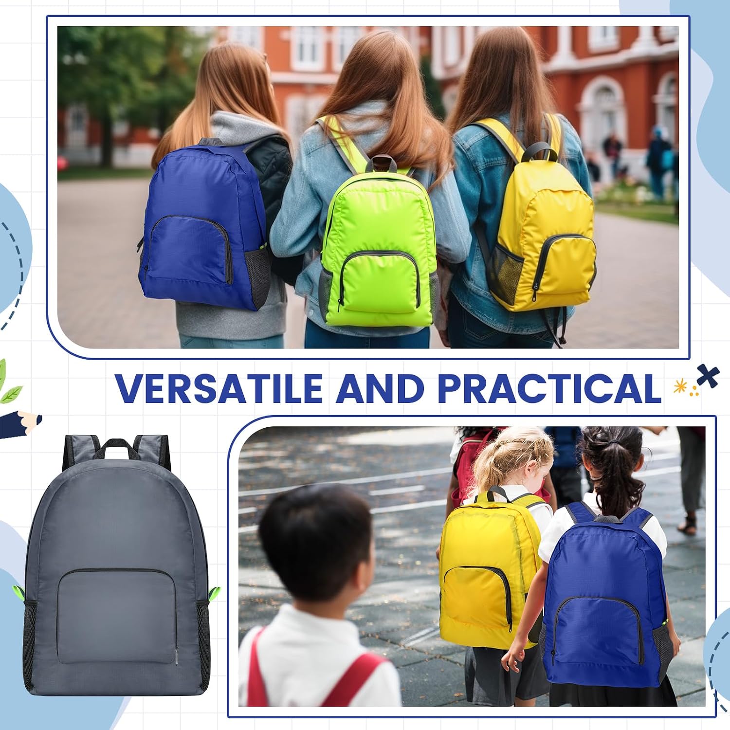 Sherr 64 Pack 17' Classic Backpacks in Bulk Foldable Lightweight Back Packs Basic Classic bags for Travel (Popular Colors)