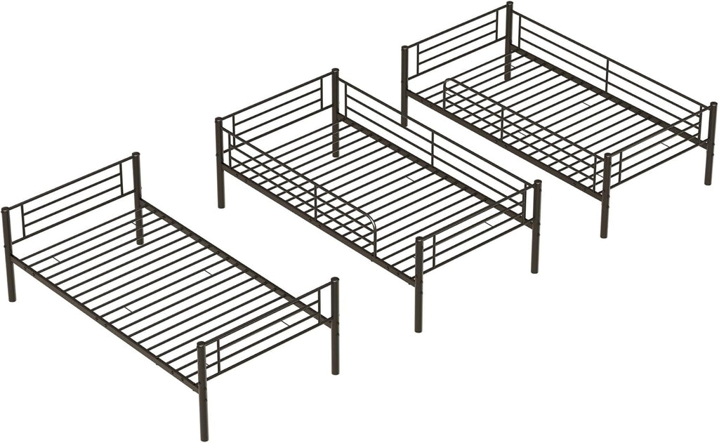 GOWE Bedroom Dormitory Twin Size Black Metal Triple bunk Bed can be Disassembled into Three beds