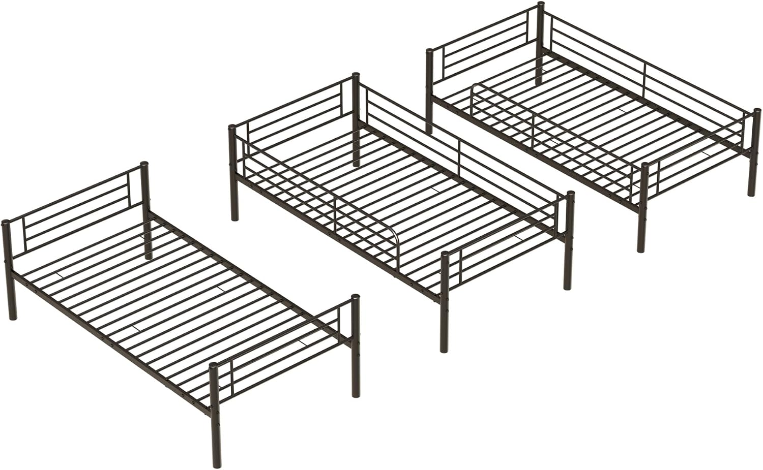 GOWE Bedroom Dormitory Twin Size Black Metal Triple bunk Bed can be Disassembled into Three beds