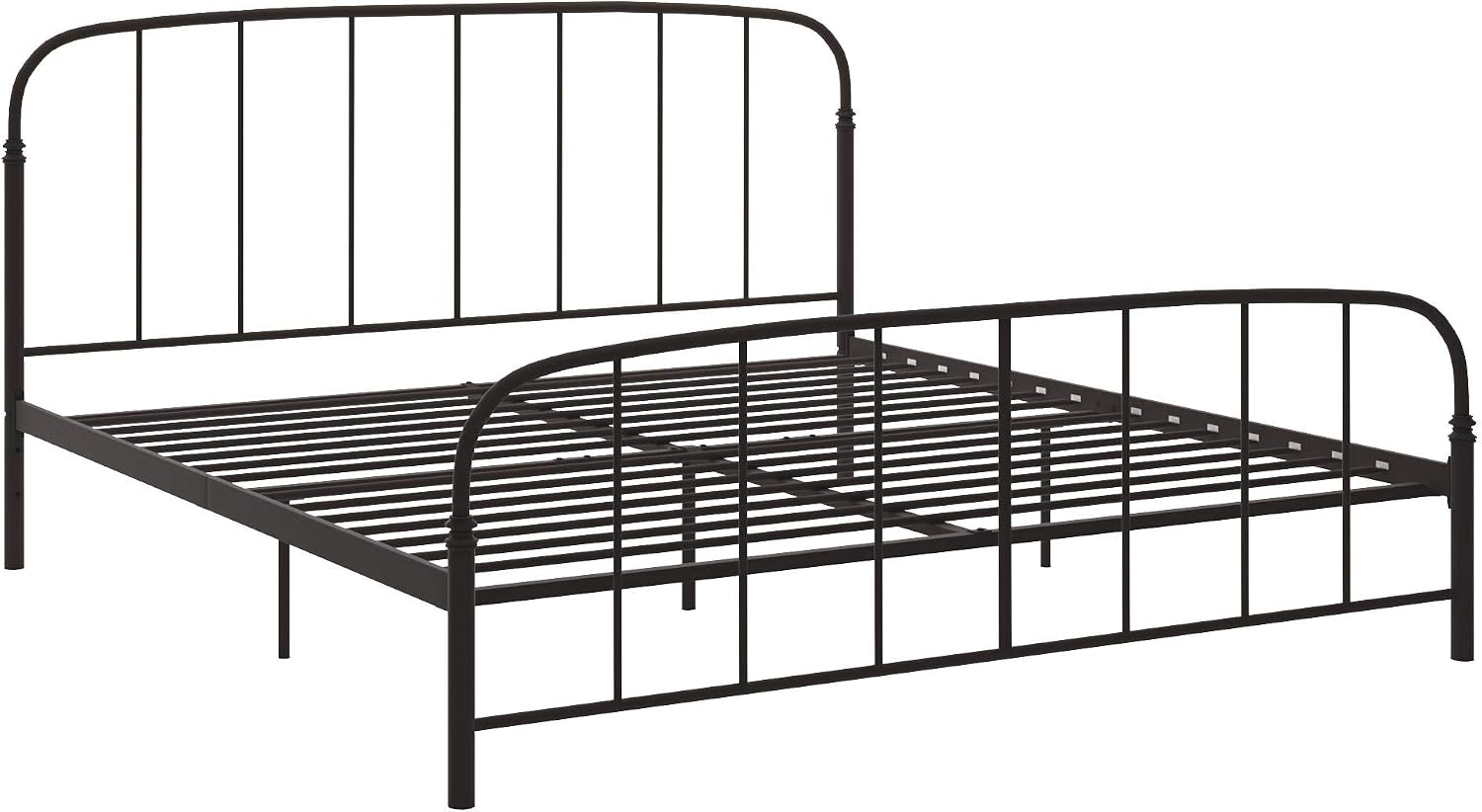 DHP Lafayette Metal Platform Bed with Rustic Style Curved Headboard and Footboard, Adustable Base Height for Underbed Storage, No Box Spring Needed, King, Bronze