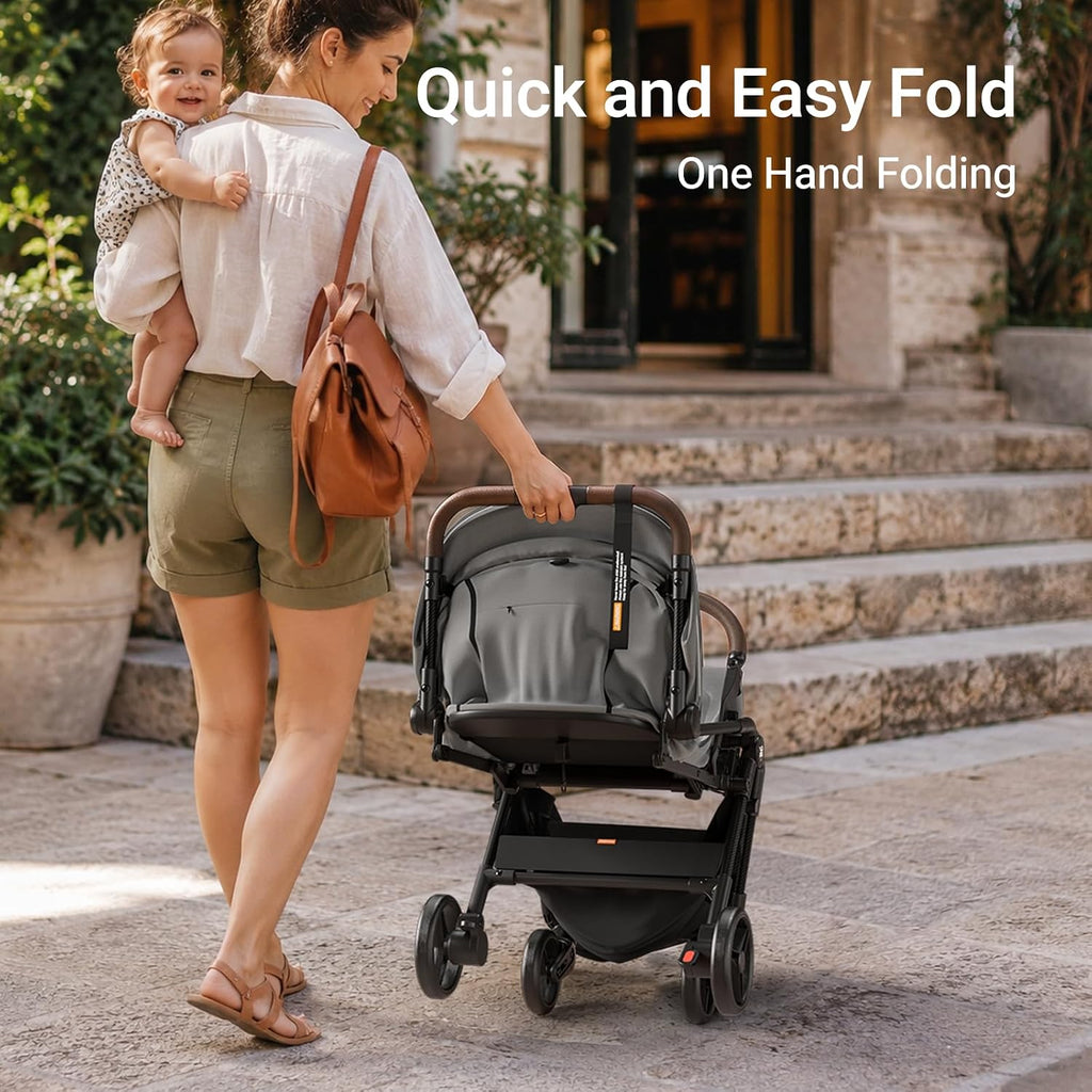 MAMAZING Ultra Air Lightweight Baby Travel Stroller with Carbon Fiber Frame, Compact & Airplane-Friendly, One-Handed Fold, 11.6 lbs, Perfect for Toddlers, Grey