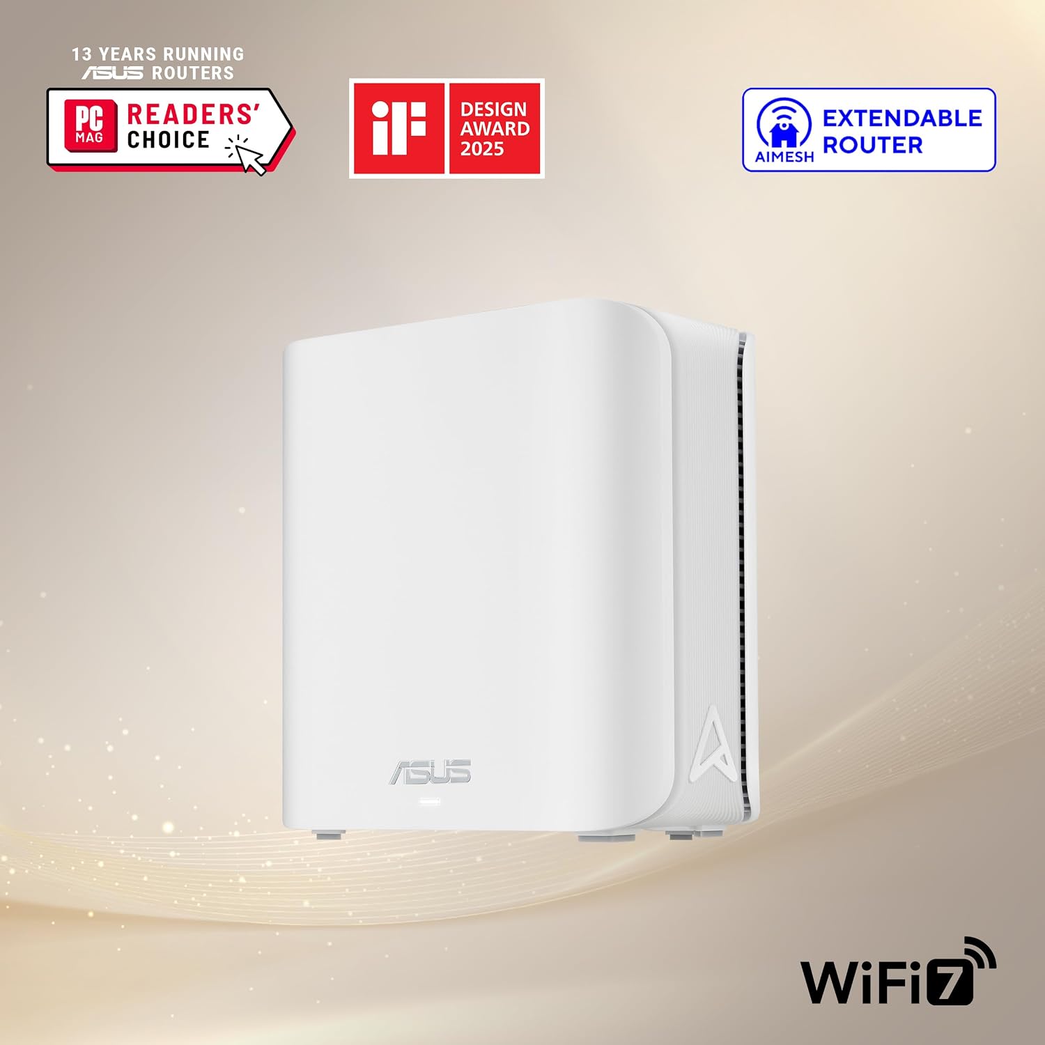 ASUS ZenWiFi BD4 (1-Pack) Dual-Band WiFi 7 Mesh, 3600 Mbps, 2450 sq. ft., Dual 2.5G Ports, Security and Parental Controls Included, Smart Home Master SSIDs