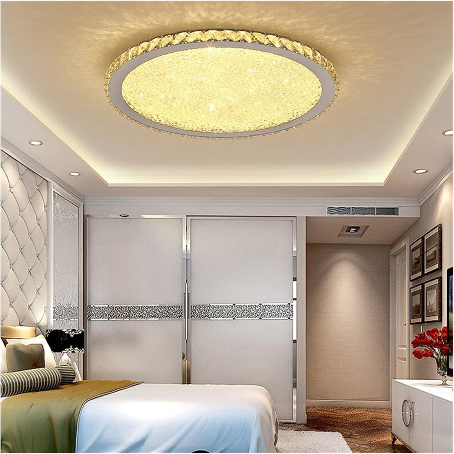 BayDe LED Modern Chandelier Lamp, Modern Crystal Chandelier Lighting Lustre Cristal Circular Square Chandeliers Ceiling Lustres De Cristal Luminarias,Modern LED Chandelier, Wall Lamps