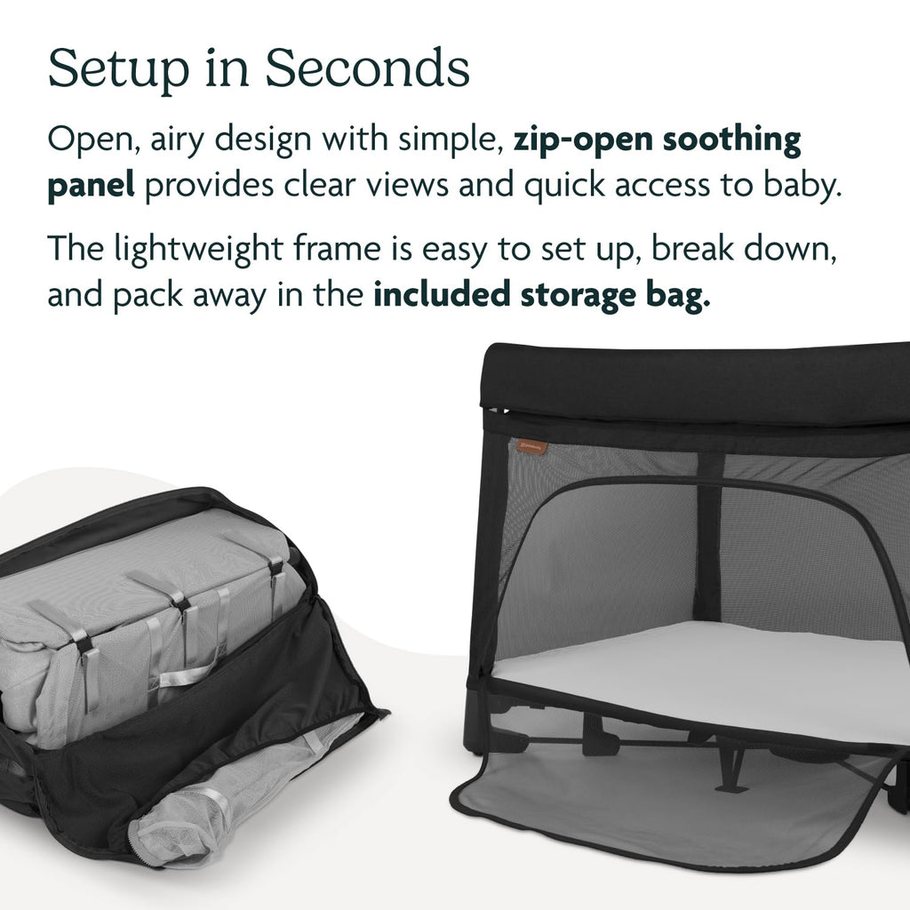 UPPAbaby Remi Playard | Deluxe 3-in-1 Portable Playard, Bedside Bassinet + Travel Crib| Mesh Bassinet, Mattress, Organic Cotton Mattress Cover + Storage Bag Included | Jake (Charcoal)