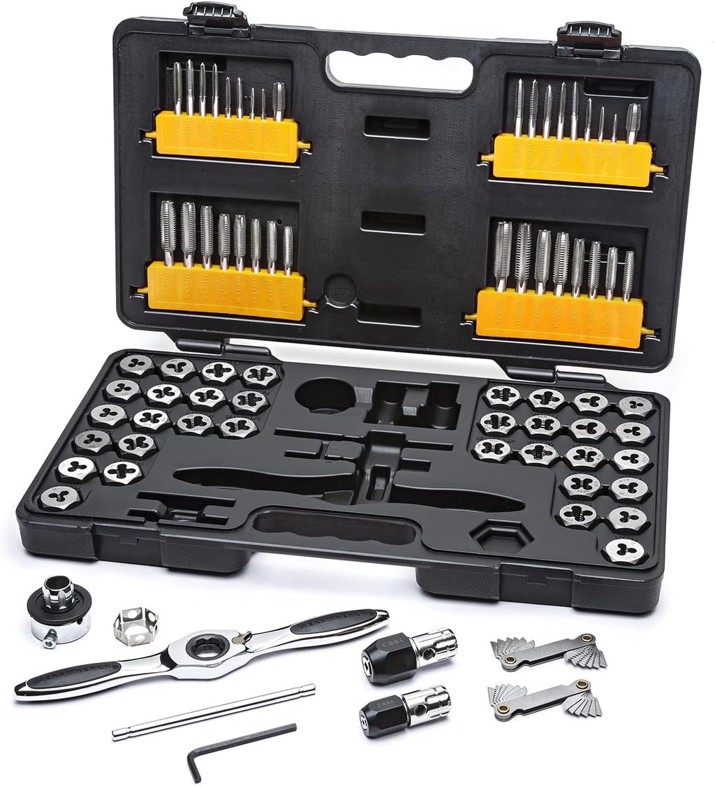 GEARWRENCH 77 Piece SAE/Metric Ratcheting Tap and Die Set -3887 & Lisle 70500 Tap Socket Set
