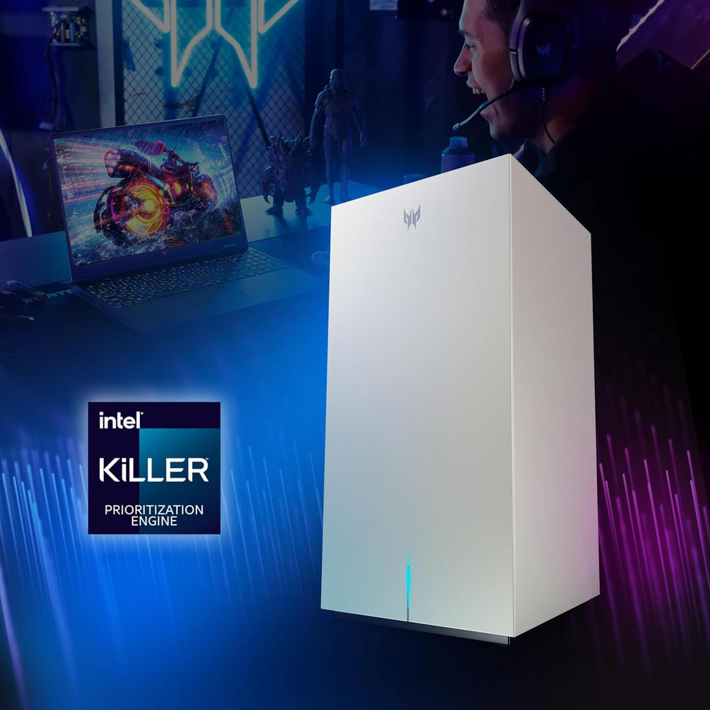 Predator Connect T7 Wi-Fi 7 BE11000 Mesh Gaming Router | Intel Killer Prioritization Engine | Up to 3000 Sq. Ft. | Up to 200 Devices | 2.5Gbps WAN & 2 x 1Gbps LAN | Lifetime Internet Security