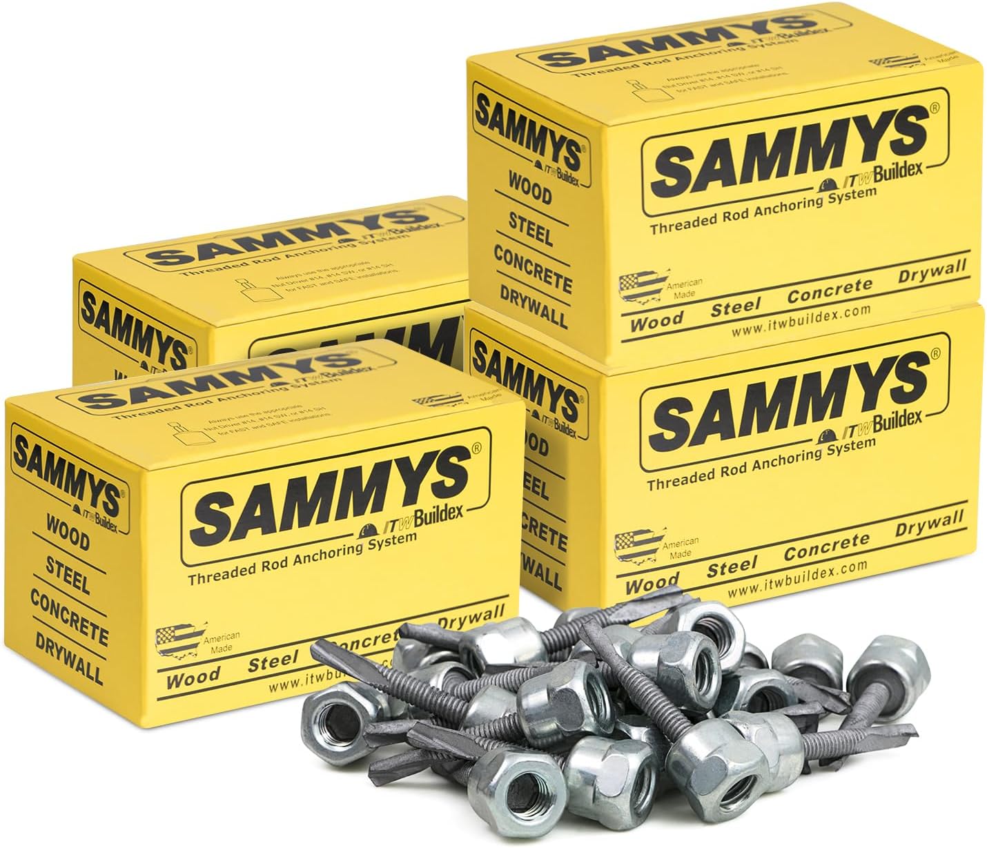 Everflow Sammys 8039957-100 DSTR 516 3/8 Inch Screw Vertical Threaded Rod Anchor Designed for Steel Structure, Steel, Electro-Zinc, Corrosion Resistance 5/16-18 x 1-1/4 Inch Screw Length (Pack of 100)
