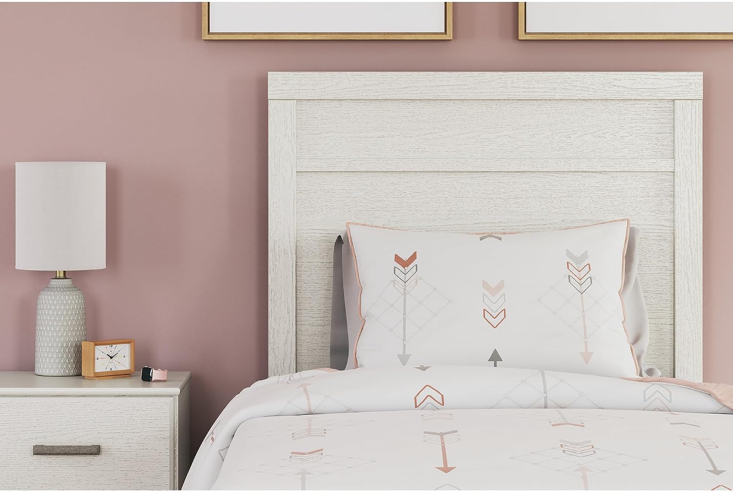 Signature Design by Ashley Stelsie Farmhouse Twin Panel Bed, Foundation or Box Spring Needed, White