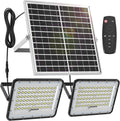 Engrepo 200 Watts Solar Flood Light Outdoor 1500 Lumens Dual White Floodlights Auto On/Off Dusk to Dawn with Remote Control for Yard, Garden, Shed, Barn.