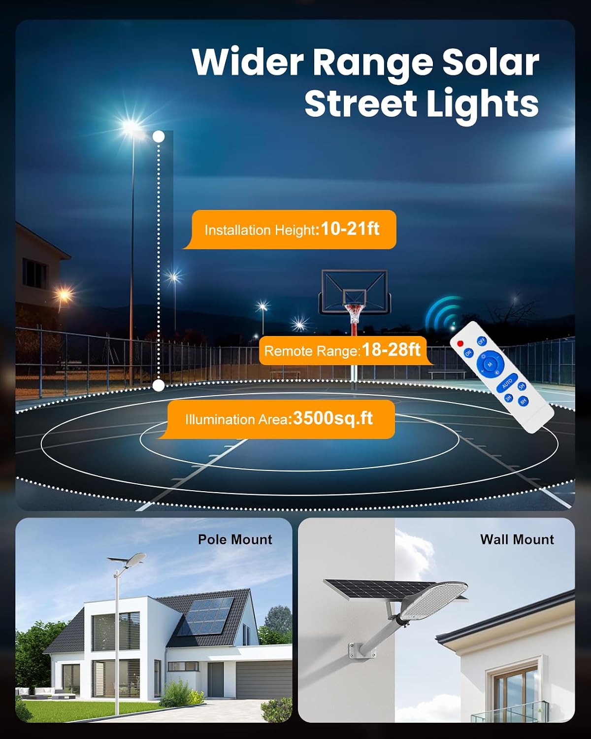 ENTELECHY Solar Street Light Outdoor, 40000LM 40000mAh Commercial Solar Flood Light with Motion Sensor, IP67 Waterproof Dusk to Dawn Security Light for Yard, Driveway, Basketball Court,Parking Lot
