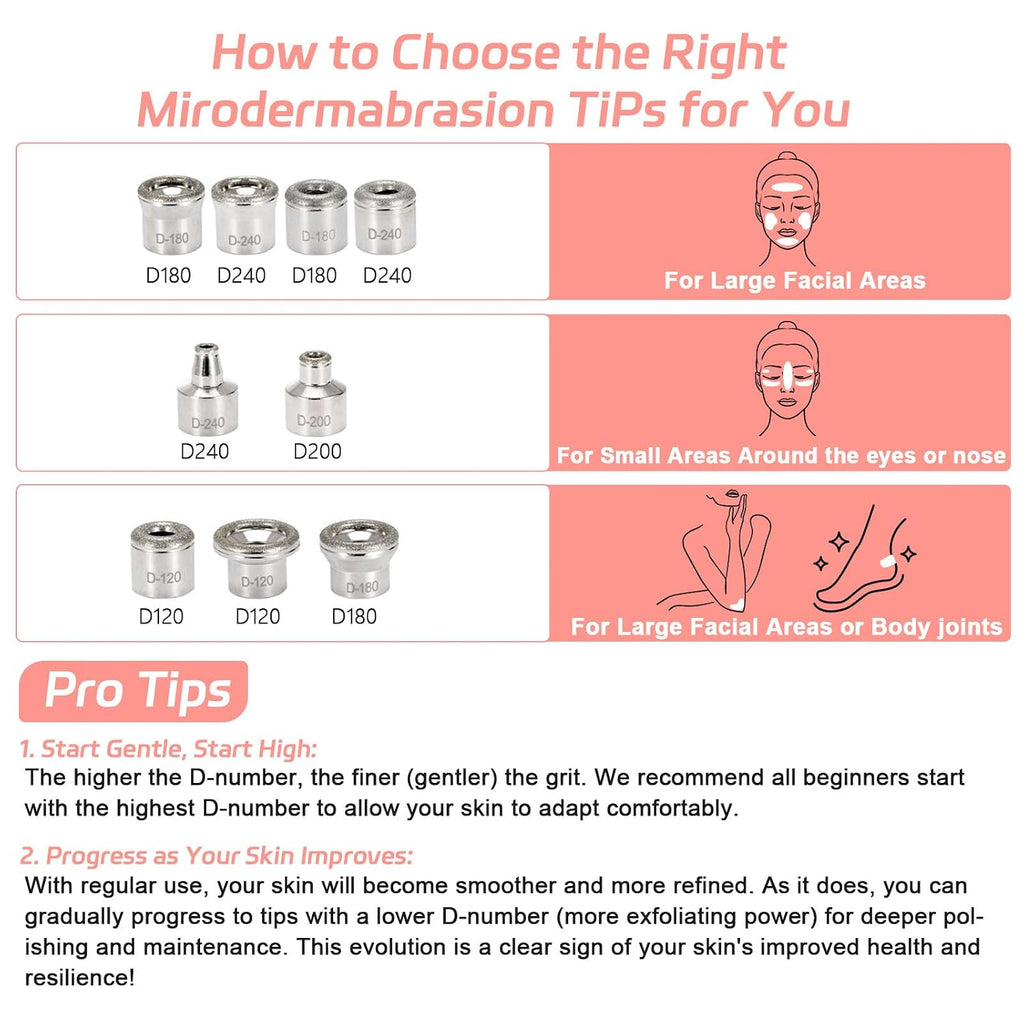 Beauty Star Professional Diamond Microdermabrasion Machine for Face & Body, 68cmHg Adjustable Suction Facial Peeling Device with 9 Tips, At-Home Spa Treatment for Blackhead Removal, Wrinkles