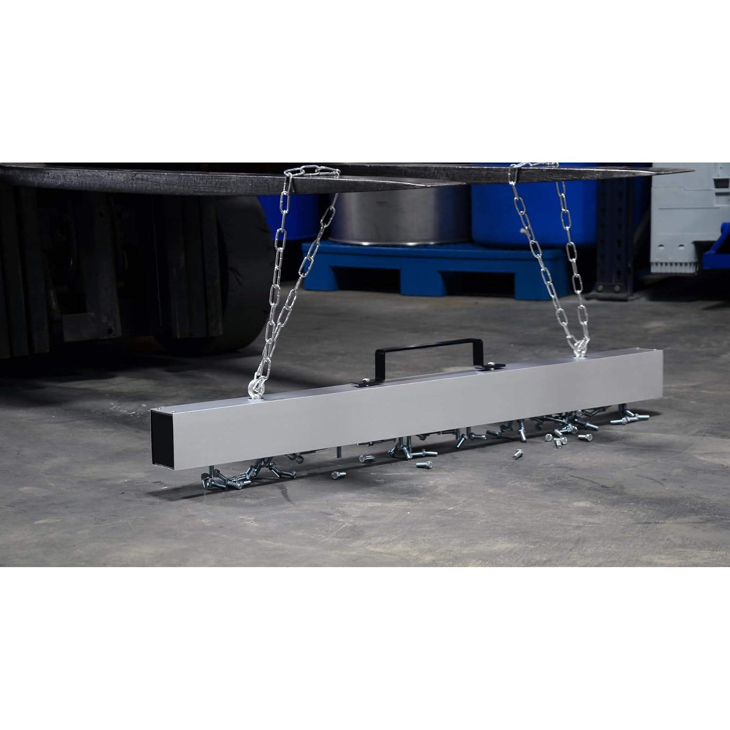 Vestil MS-48 Heavy Duty Hanging Magnetic Sweepers 3-1/16 in. x 48 in. x 6-3/4 in. 55 Lb. Capacity Silver
