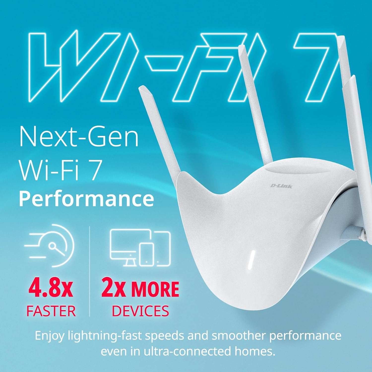 D-Link BE9500 Tri-Band Wi-Fi 7 Smart Router (R95) – Sculptured-Wing Design, 2.5 GbE, Self-Optimizing Mesh, Multi-Gig, Parental Controls, Alexa/Google Ready