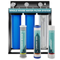 Nu Aqua 3-Stage Main Line Whole House Water Filter System w/Pressure Gauges (20' x 4.5') | Reduce Heavy Metals, Chlorine, Odors | Sediment, Granular Carbon, Carbon Block - Home Filtration