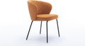 Luxury Velvet Dining Chairs with Swivel Function and Metal Legs Set of 2 (Grey + Black) Ideal for Living Room or Bedroom (Orange Single)