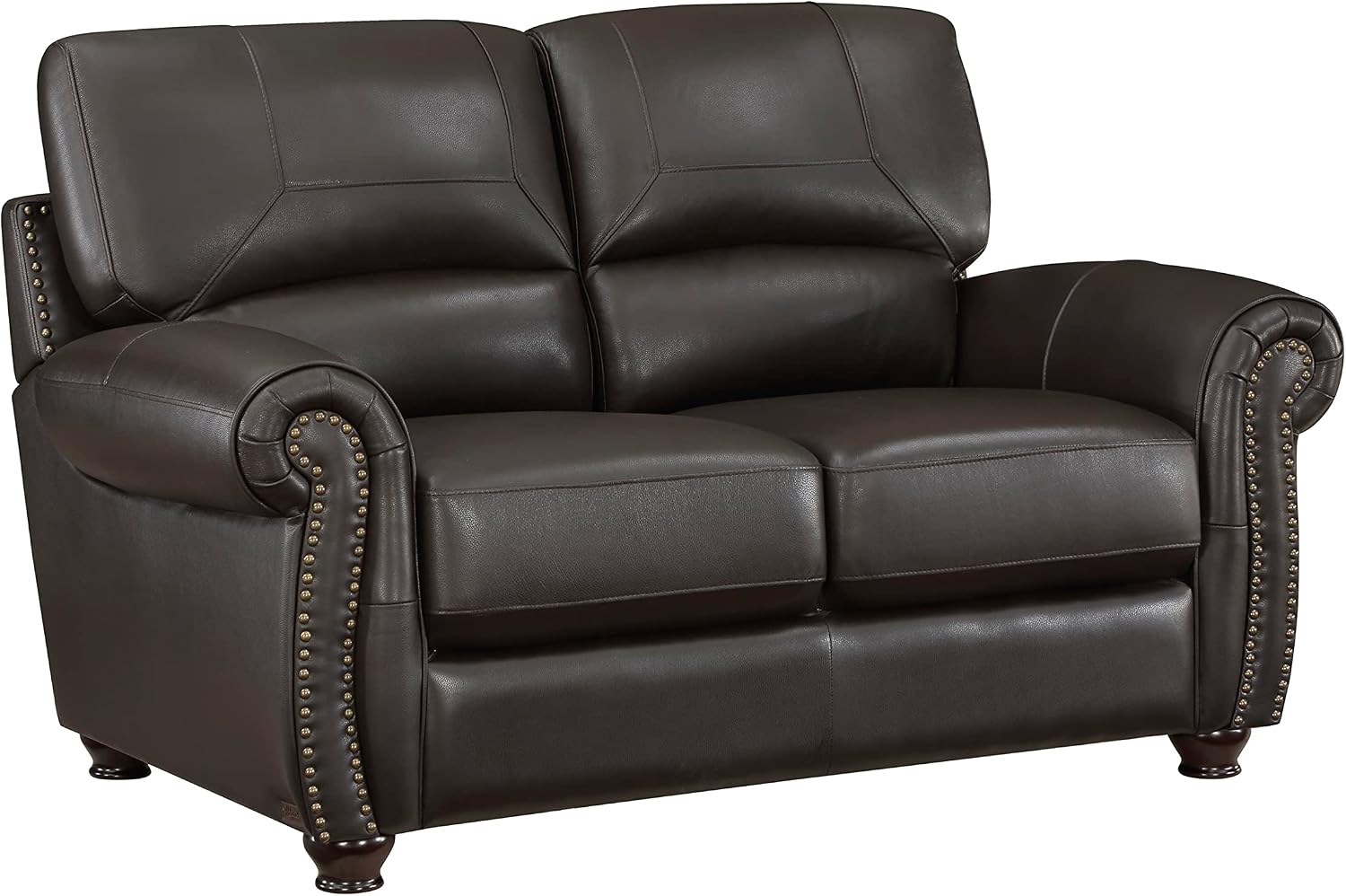 Lexicon Leather Match Sofa Set, Top Grain Leather Match Living Room Furniture Sets, Include Sofa Couch and Loveseat, 2-Piece Set, Dark Brown