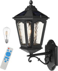25'' Large Solar Wall Light Outdoor with Remote Control, LED Dusk to Dawn 3 Lighting Modes Solar Exterior Wall Lantern Outside Sconce Lights for Patio Doorway Porch Walkway